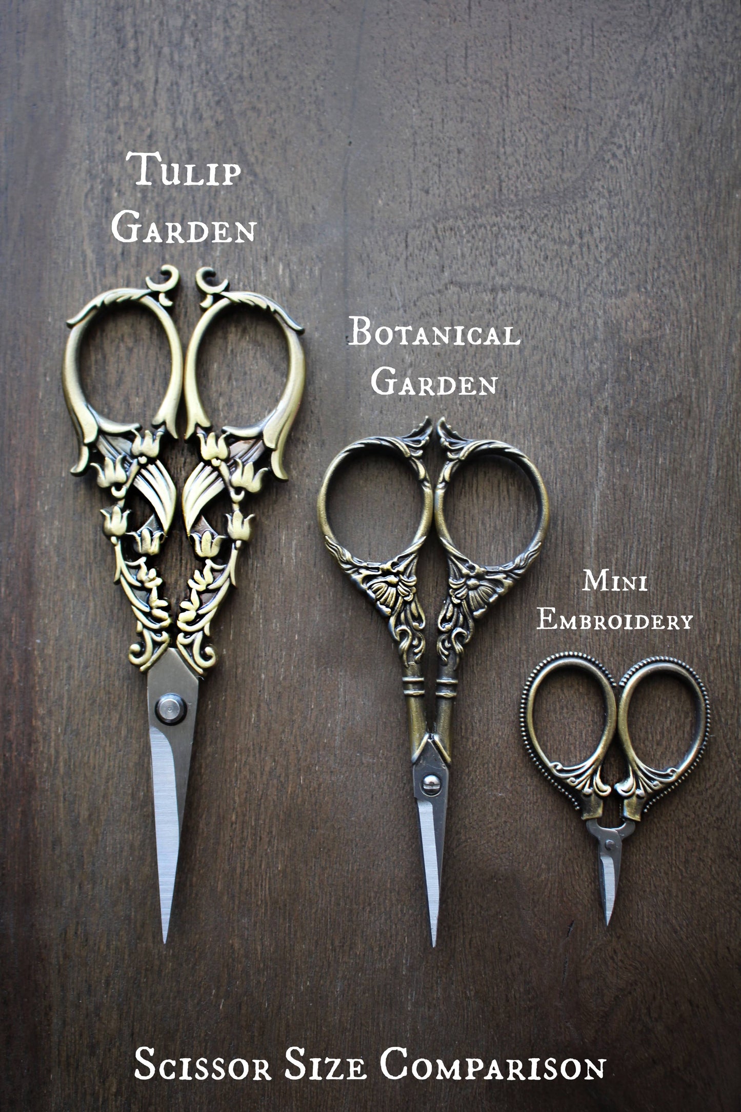 Tulip Garden Embroidery Scissors (Set of 3): Antique Copper