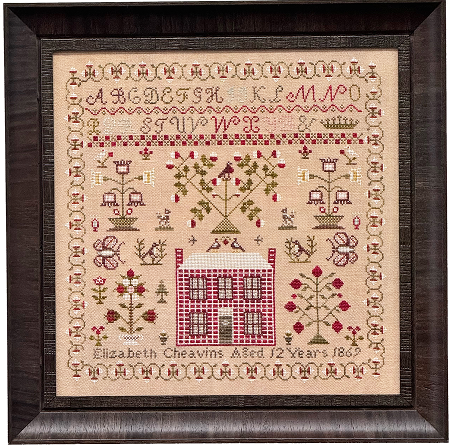 Elizabeth Cheavins 1869 Sampler & Pin Drum