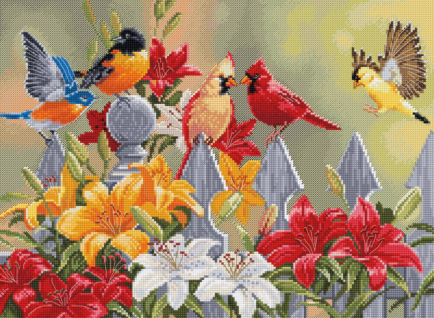 Backyard Birds with Daylilies