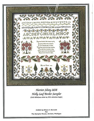 Harriet Silvey 1838 Holly Border Sampler