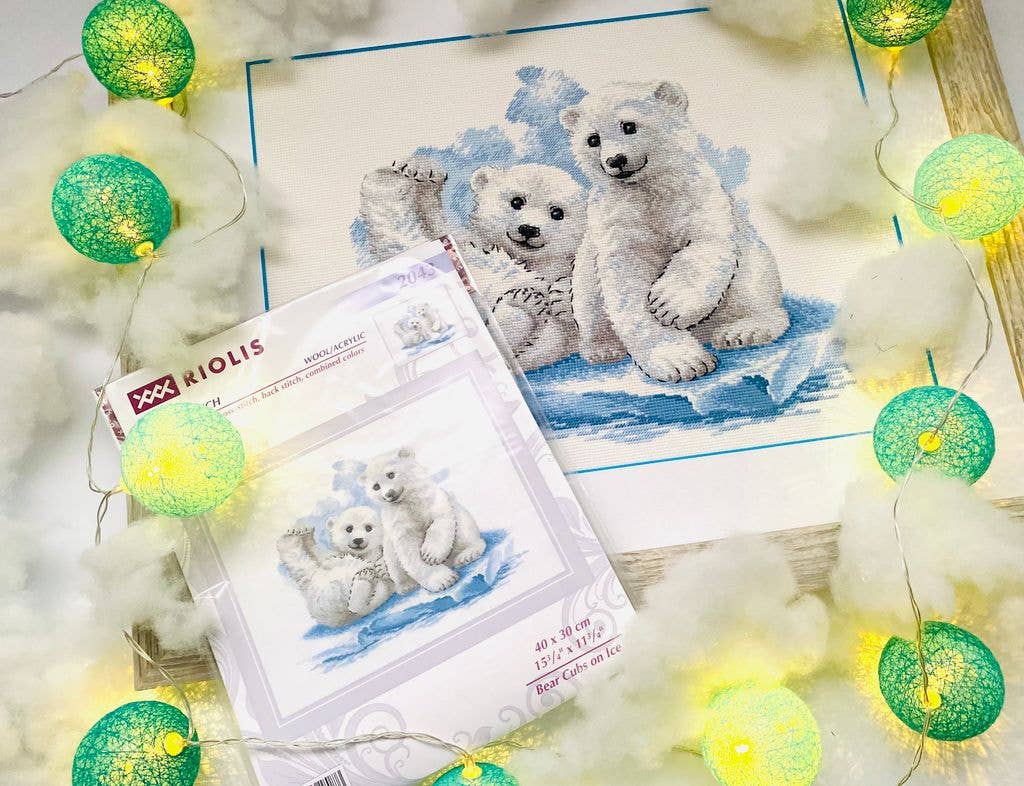 Cross Stitch Kit From Riolis 2043 Bear Cubs On Ice