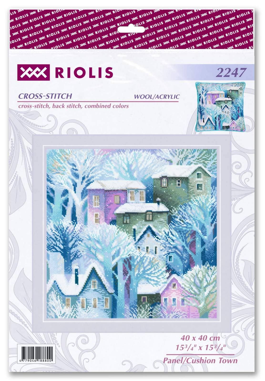 Cross Stitch Kit From Riolis 2247 Panel/Cushion Town