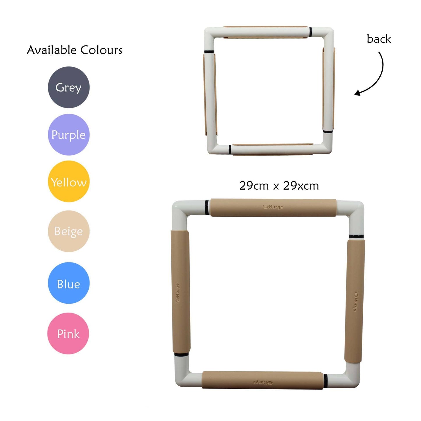 Nurge Embroidery Snap Frame 29cm x 29cm in 6 Colours: Pink / Snap Frame