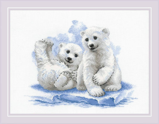 Cross Stitch Kit From Riolis 2043 Bear Cubs On Ice
