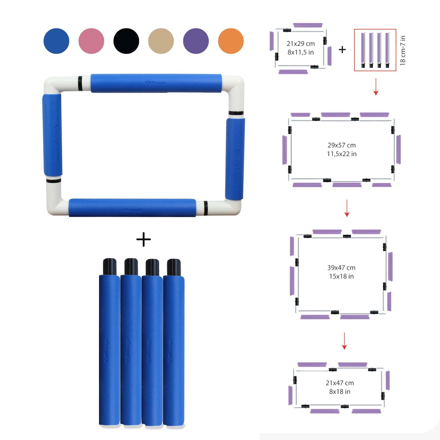 Nurge Embroidery Snap Frame 21cm x 29cm in 6 Colours: Pink / Snap Frame