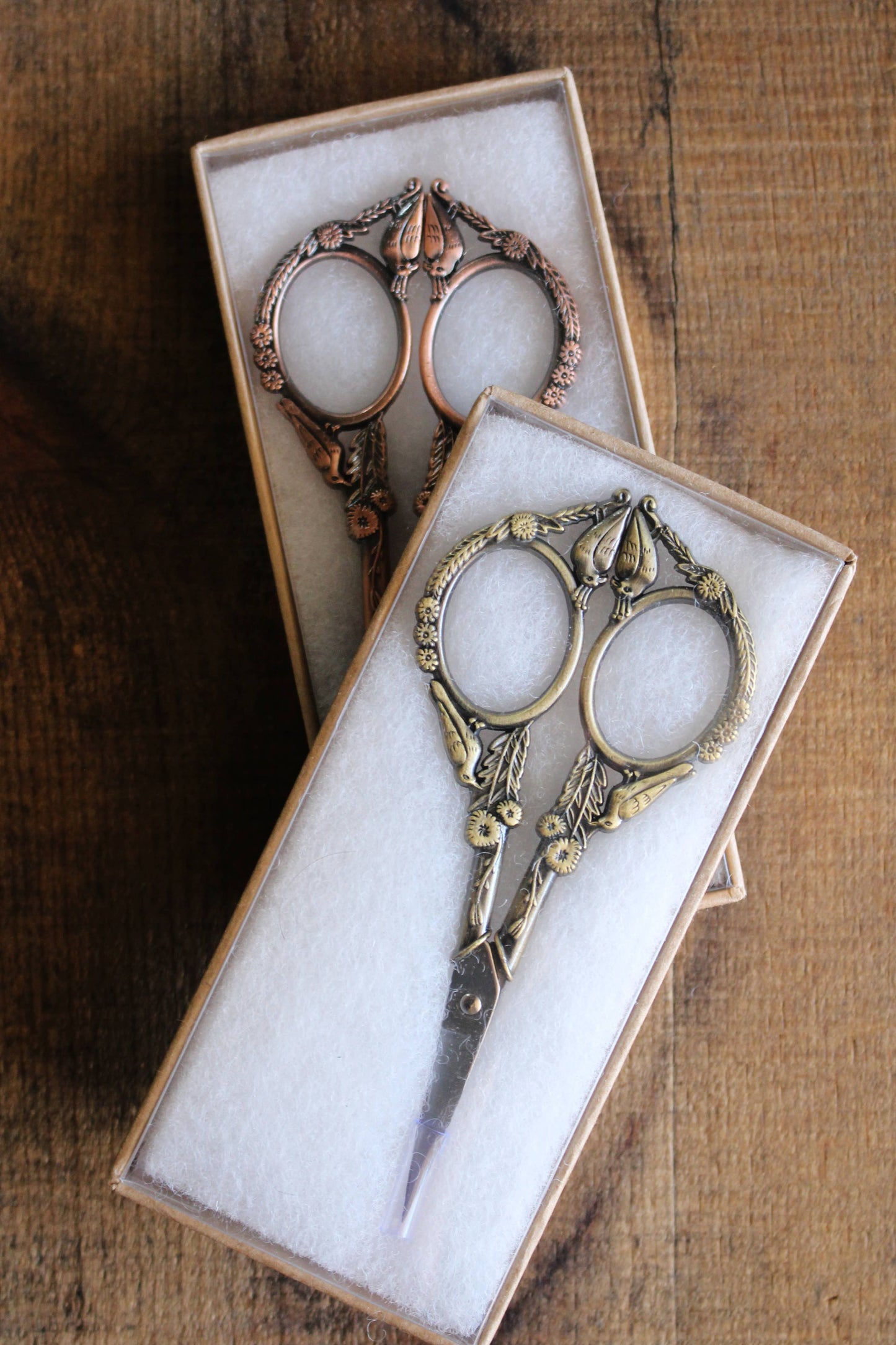 Feathered Friends Scissors (Set of 3): Antique Gold