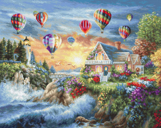 Cross Stitch Kit Luca-S Gold - Balloons over Sunset Cove, B614