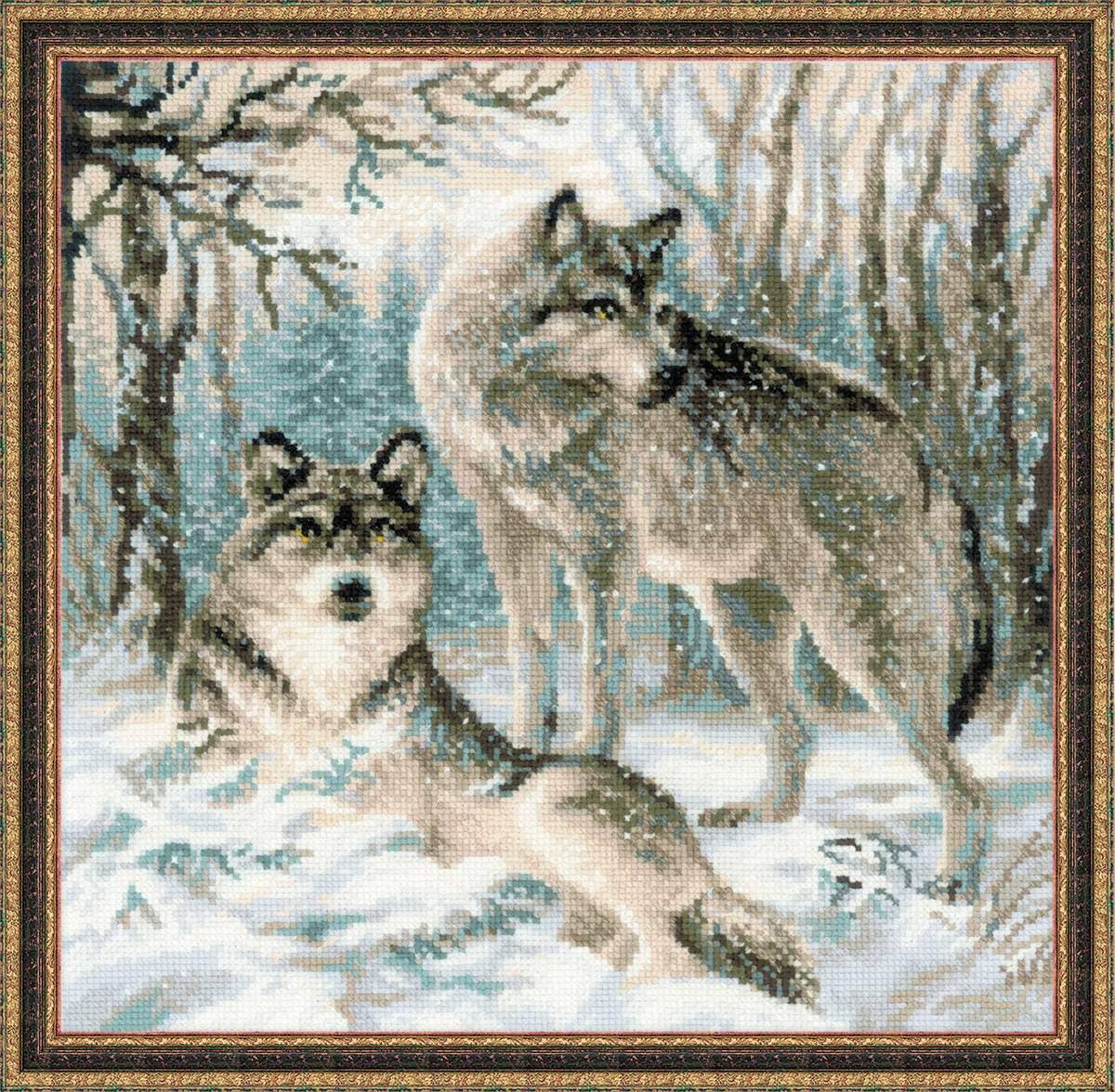 Cross Stitch Kit From Riolis 1393 Pair Of Wolves