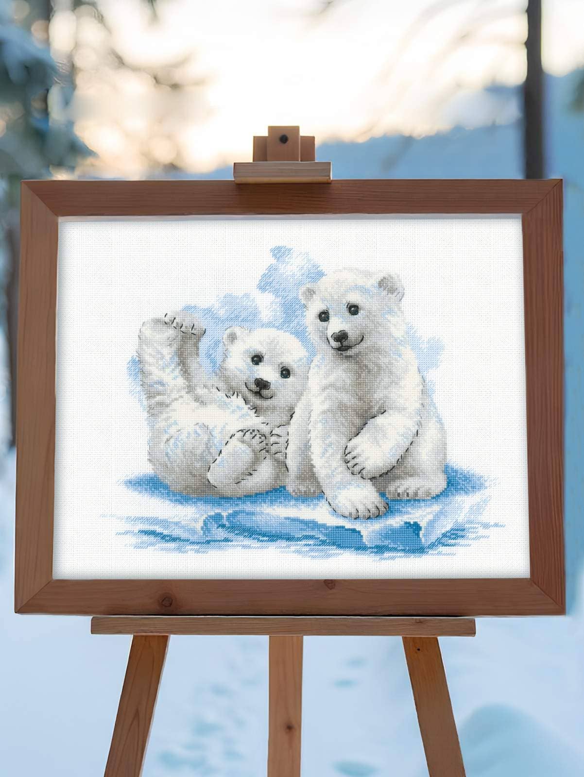 Cross Stitch Kit From Riolis 2043 Bear Cubs On Ice