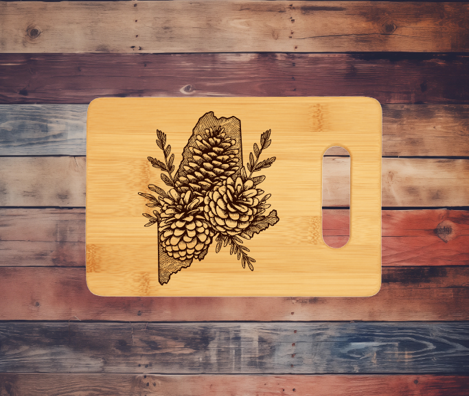 Maine Pine Bamboo Cutting Board : Vertical / 9"x6"