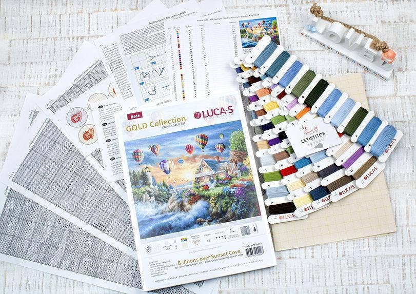 Cross Stitch Kit Luca-S Gold - Balloons over Sunset Cove, B614