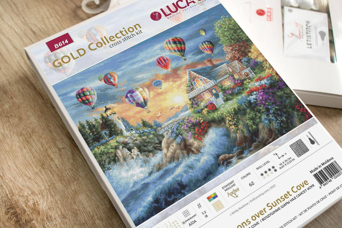 Cross Stitch Kit Luca-S Gold - Balloons over Sunset Cove, B614