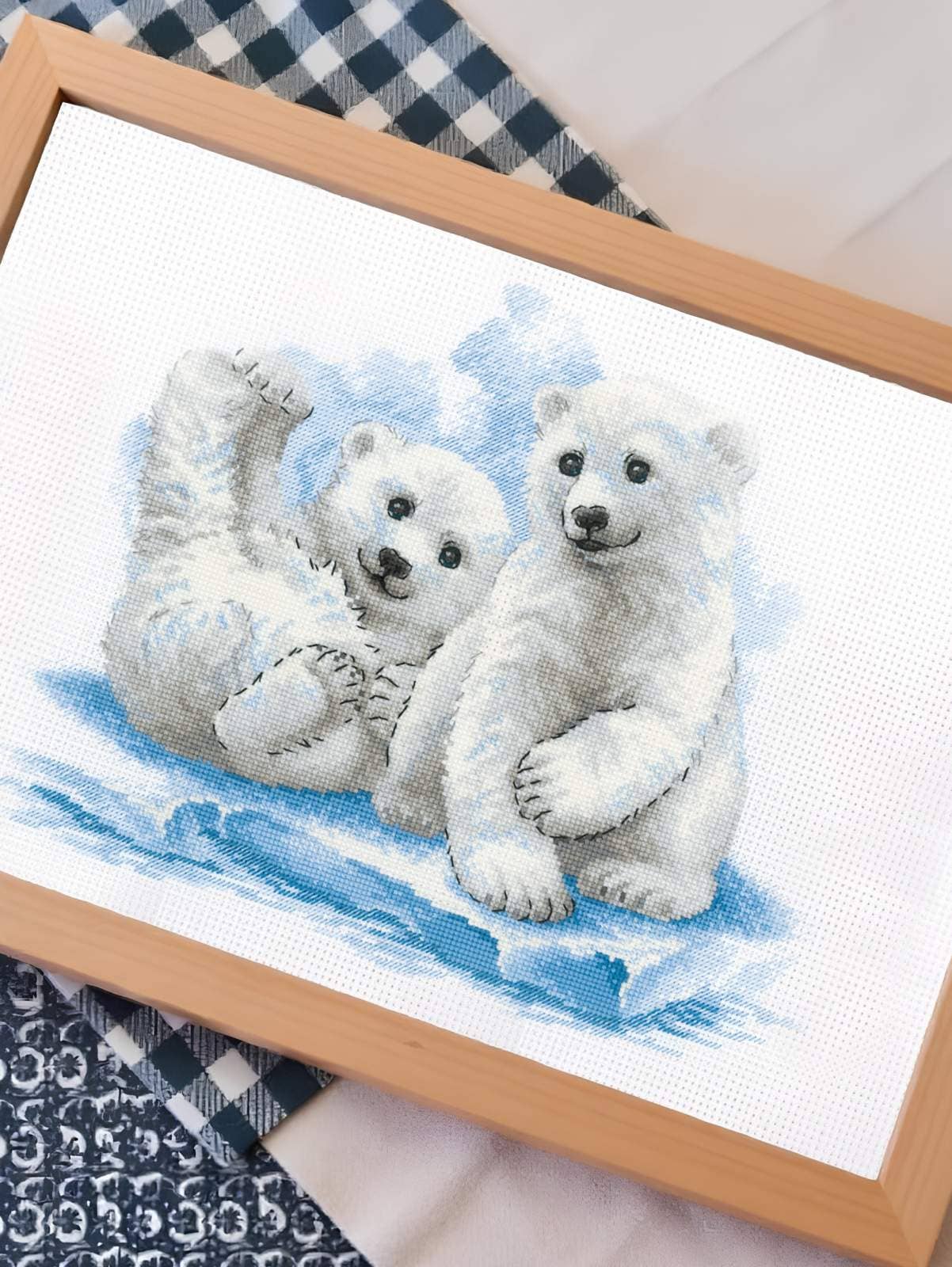 Cross Stitch Kit From Riolis 2043 Bear Cubs On Ice