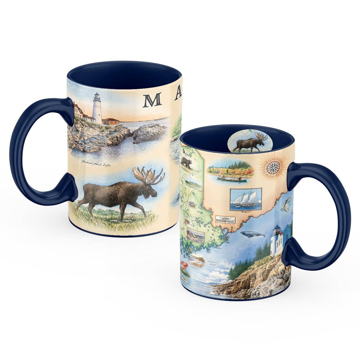 Maine State Map Mug – 16 oz Ceramic, Blue