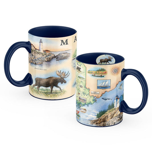 Maine State Map Mug – 16 oz Ceramic, Blue